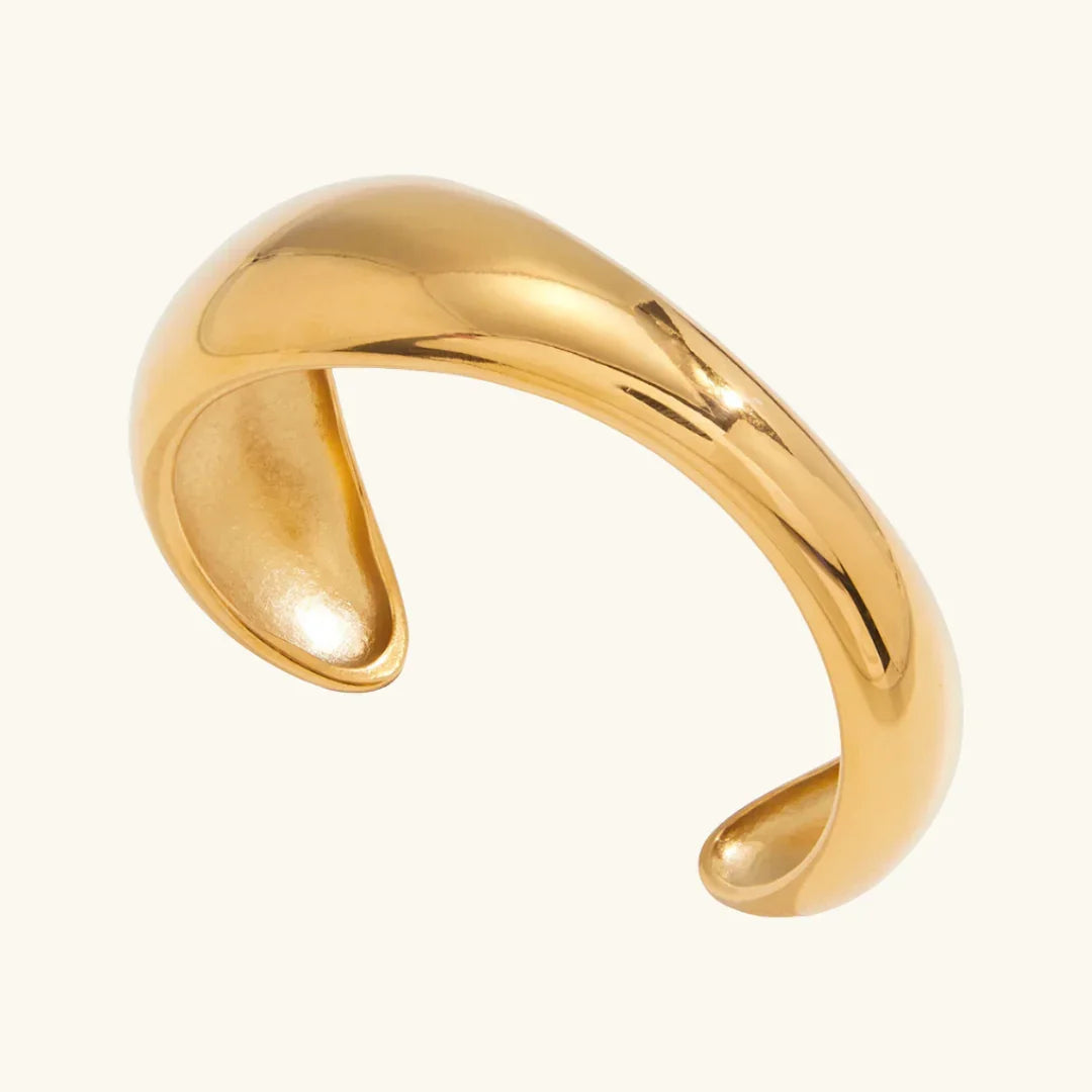 Gold-Plated Sculpted Bangle for Women