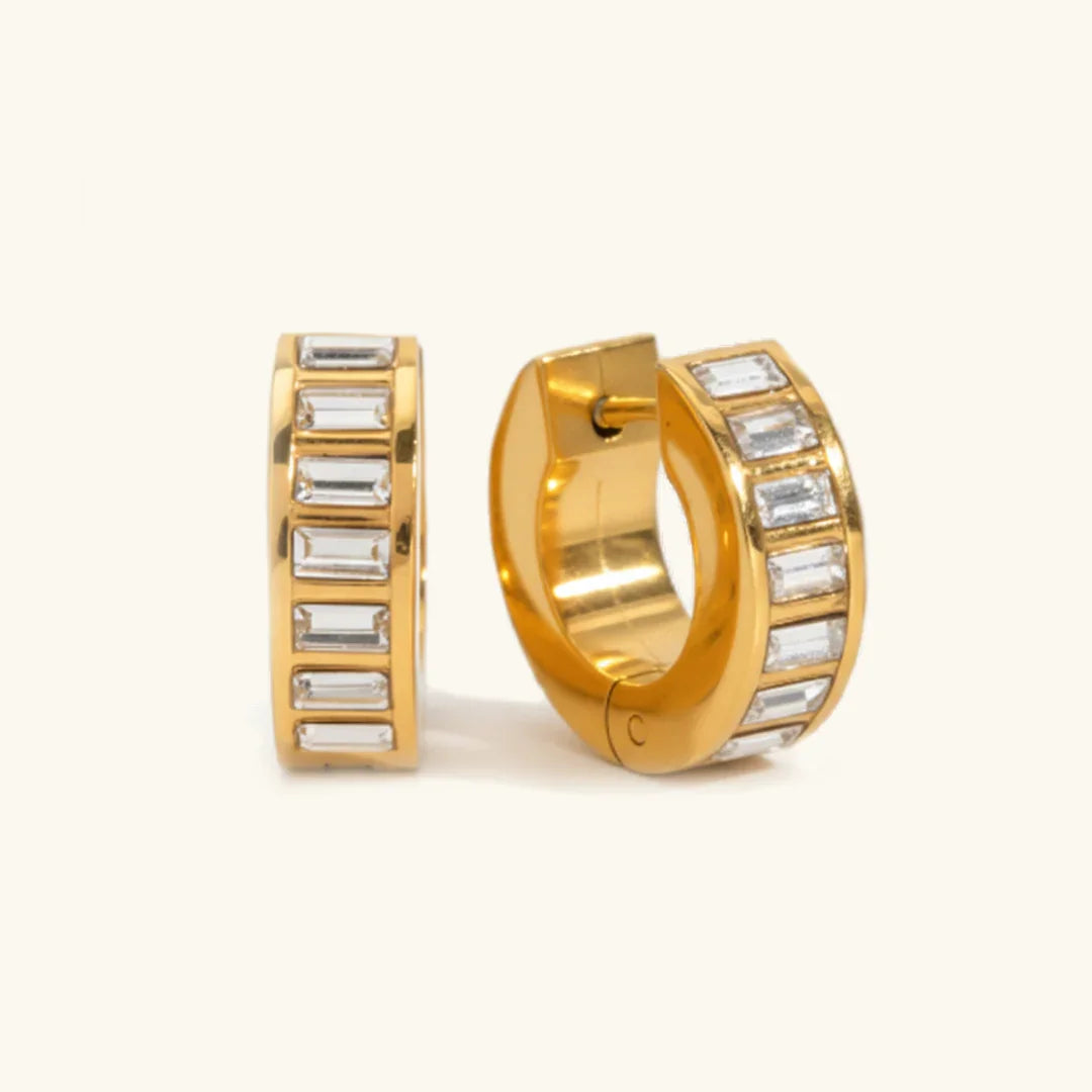 Gold Plated Diamond Huggie Earrings