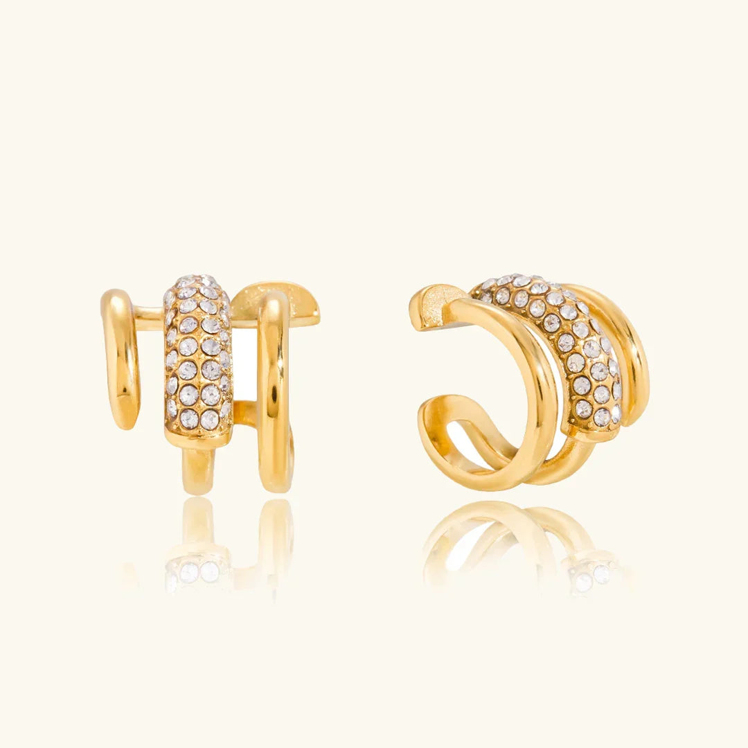 Gold Plated Diamond-Accented Earrings