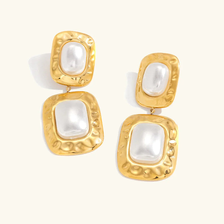 Gold-Plated Faux Pearl Drop Earrings for Women