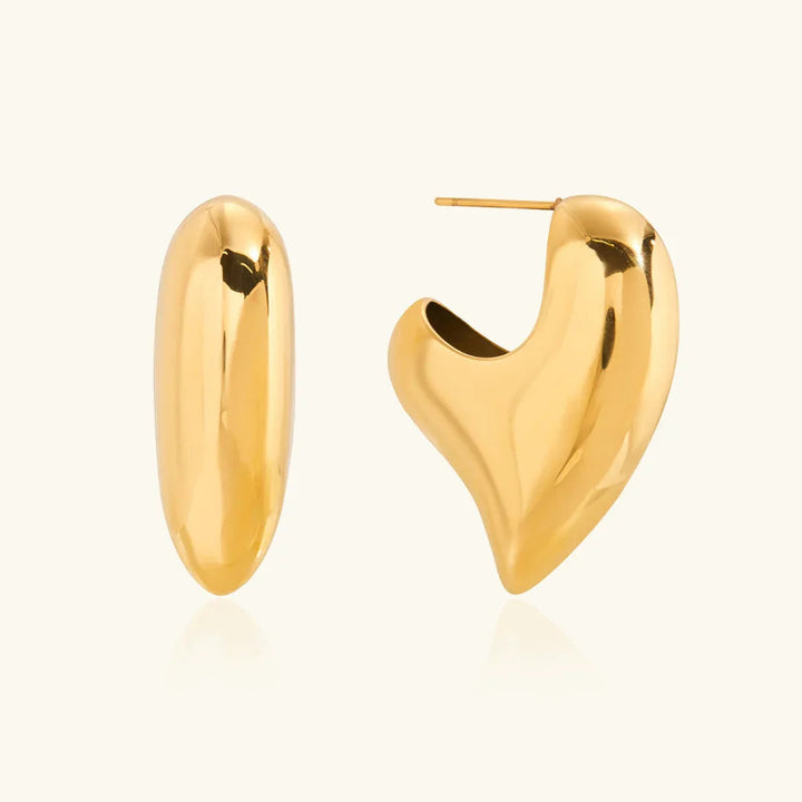 Gold Plated Chunky Heart Earrings