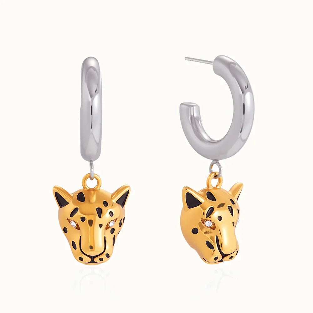 Gold-Plated Drop Earrings with Animal Charm for Women