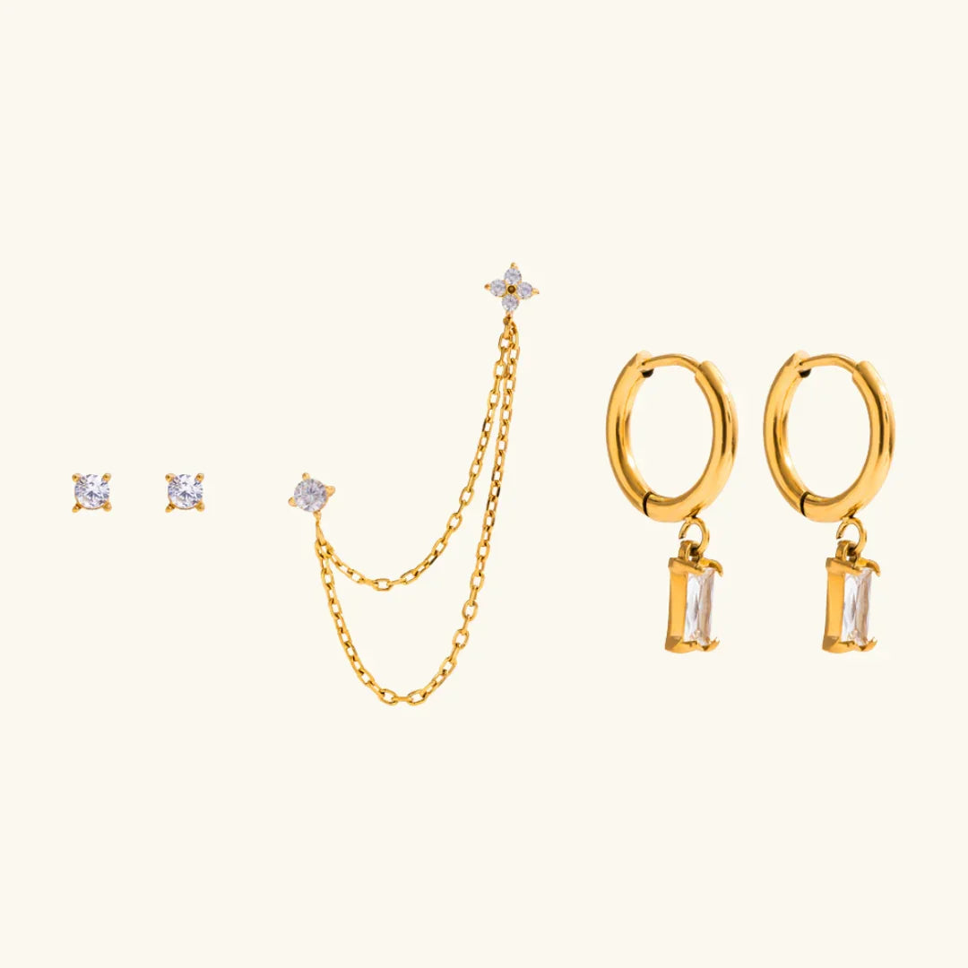 Gold Plated Diamond Earrings Bundle