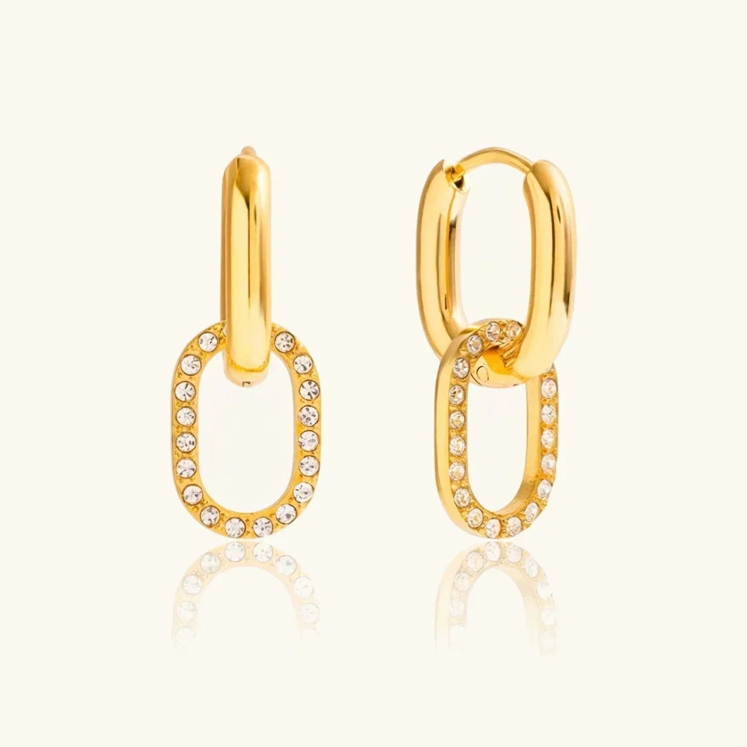 Gold Plated Double Hoop Diamond Earrings