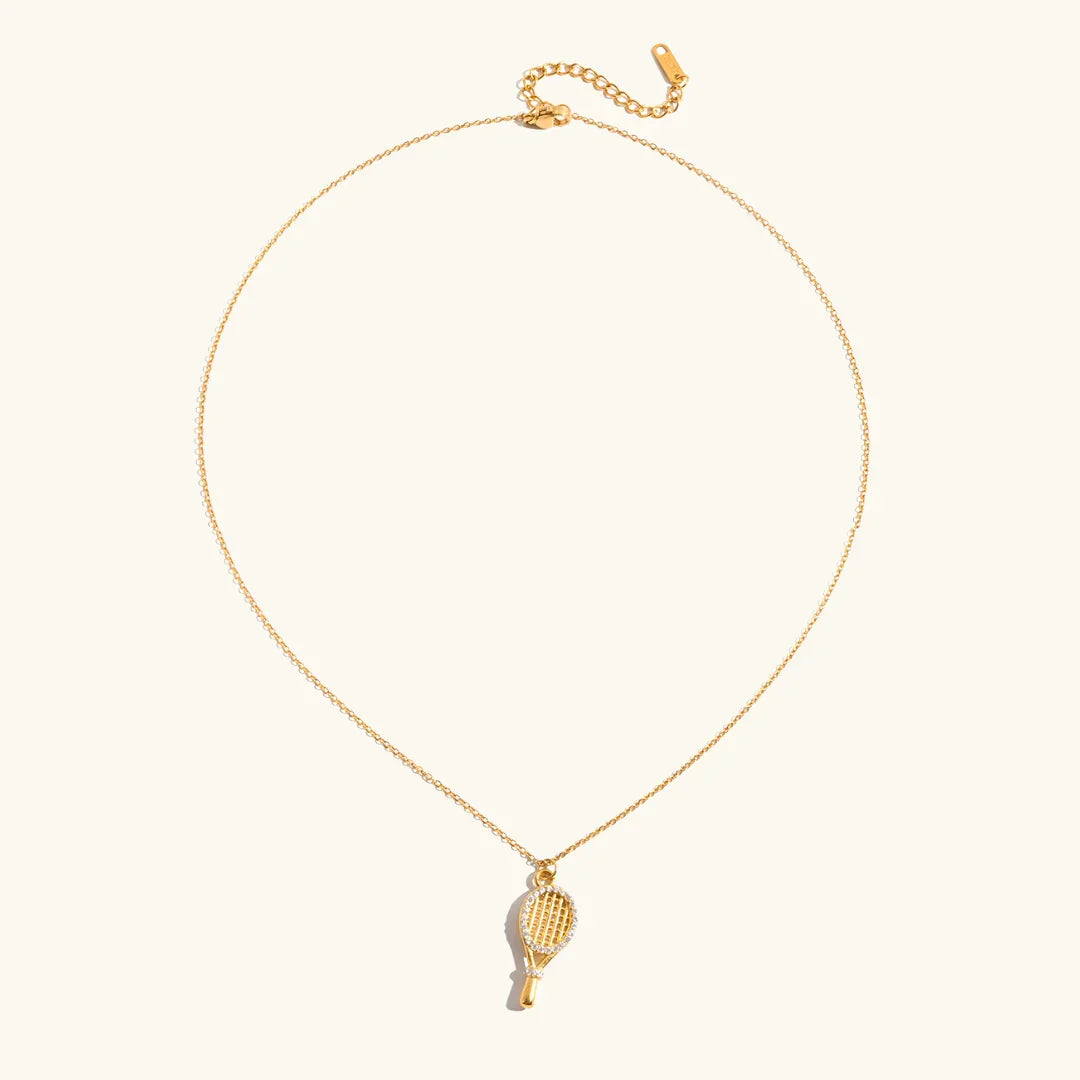 Gold-Plated Tennis Pendant Necklace for Women