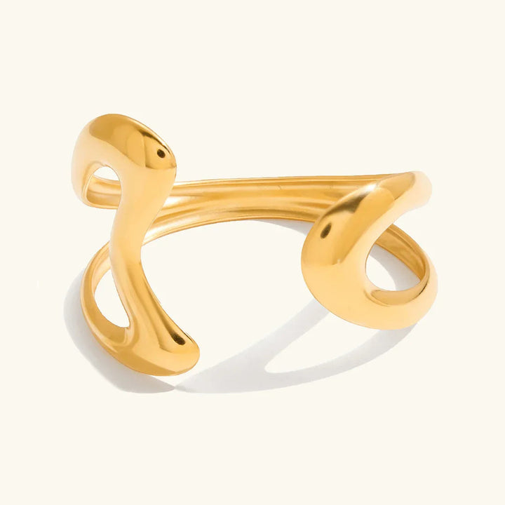 Gold-Plated Sculpted Bangle for Women