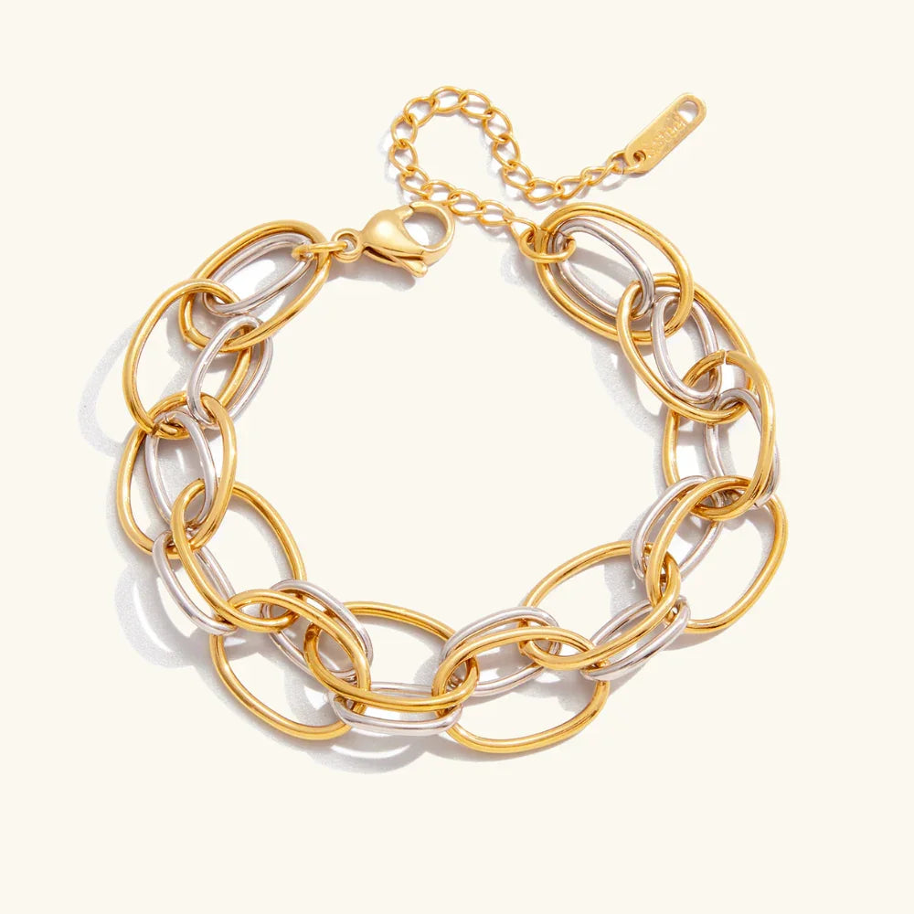 Gold Plated Two-Tone Multi Link Bracelet