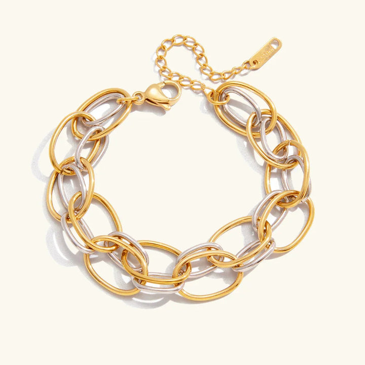 Gold Plated Two-Tone Multi Link Bracelet