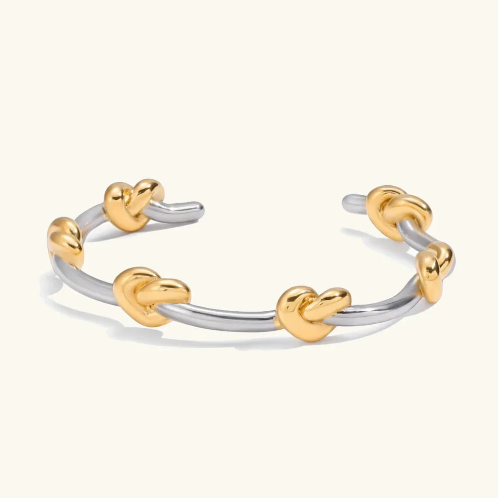 Gold Plated Two-Tone Knot Bangle