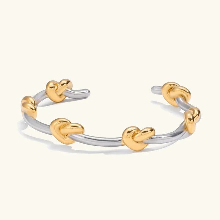 Gold Plated Two-Tone Knot Bangle