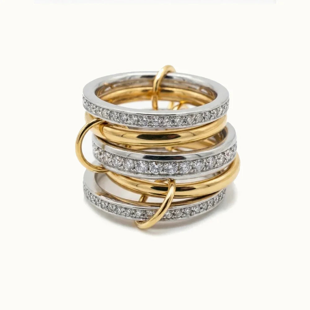 Gold-Plated and Silver-Tone Cubic Zirconia Statement Ring for Women