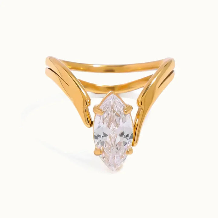 Gold-Plated CZ Marquise Ring for Women