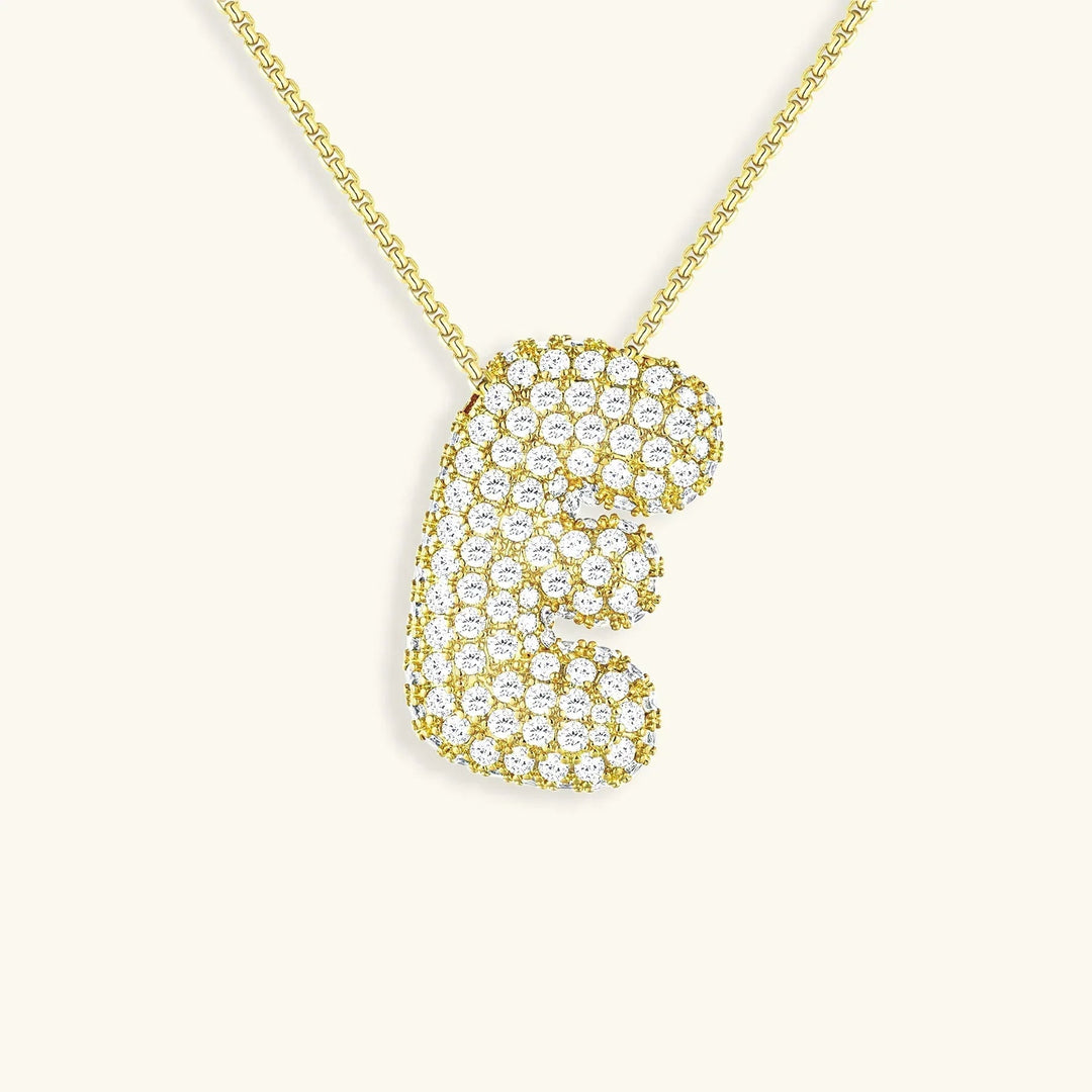 Gold-Plated Bubble Initial Diamond Necklace