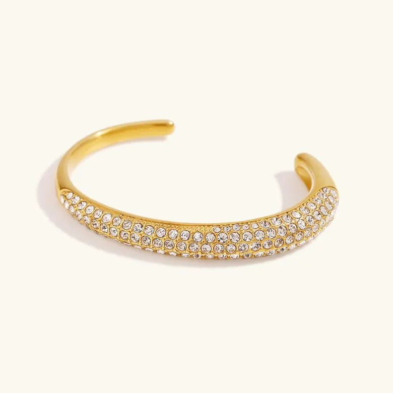 Gold-Plated CZ Cuff Bracelet For Women