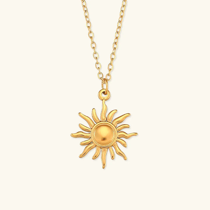 Gold-Plated Celestial Sun Pendant Necklace