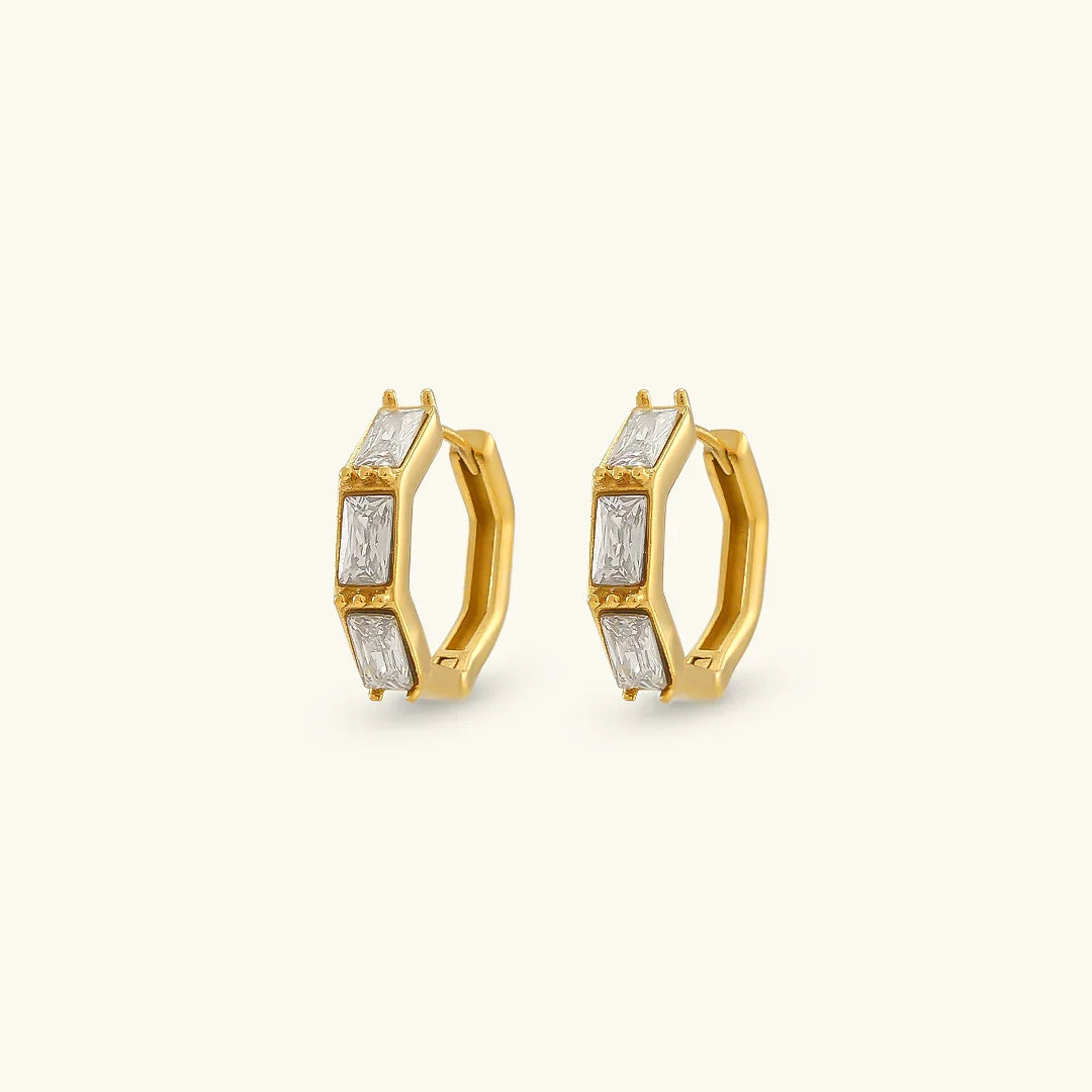Gold-Plated Diamond Hoop Earrings For Women