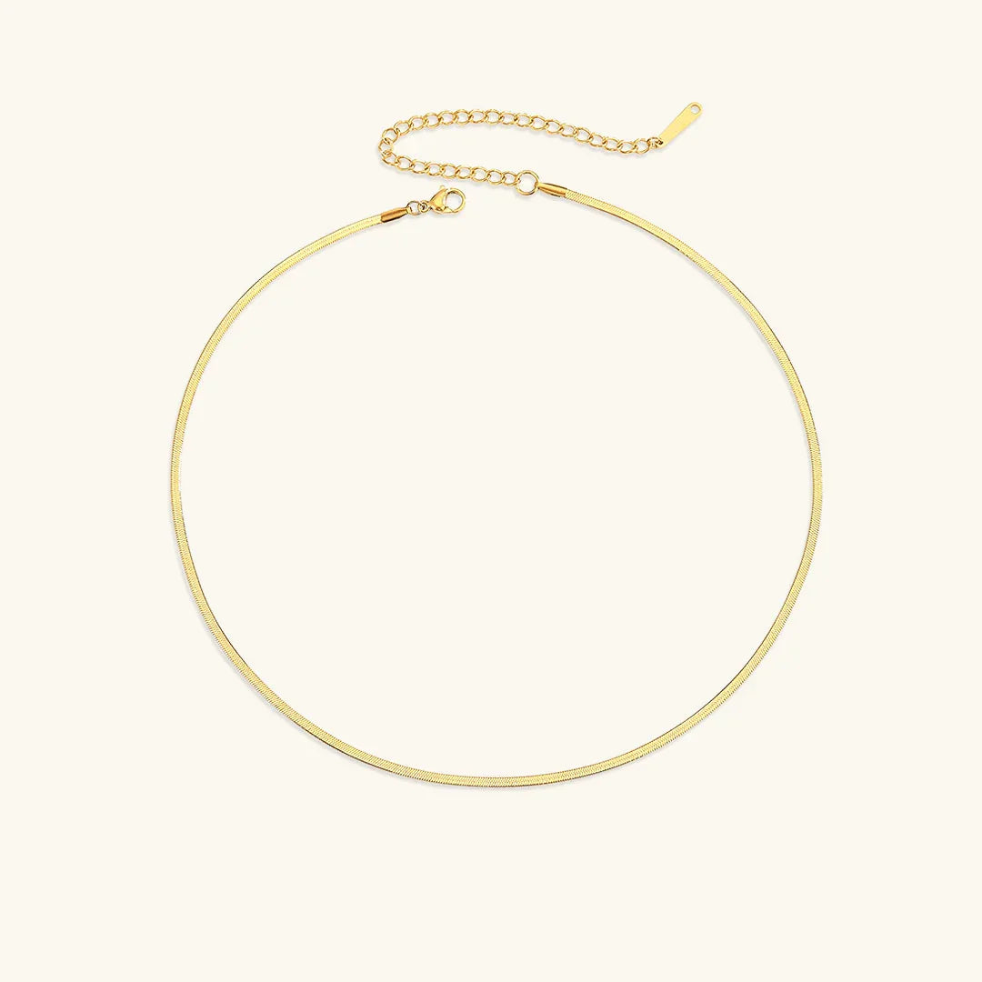 Gold-Plated Herringbone Chain Necklace for Women