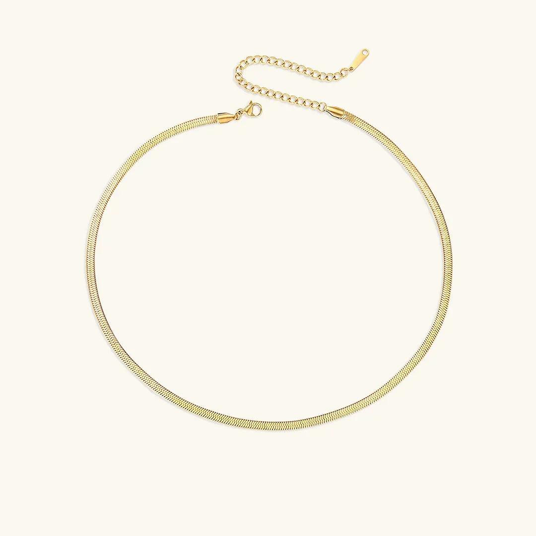 Gold-Plated Herringbone Chain Necklace for Women
