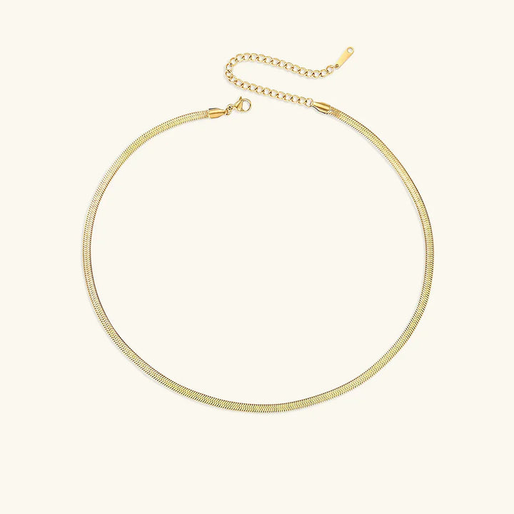 Gold-Plated Herringbone Chain Necklace for Women