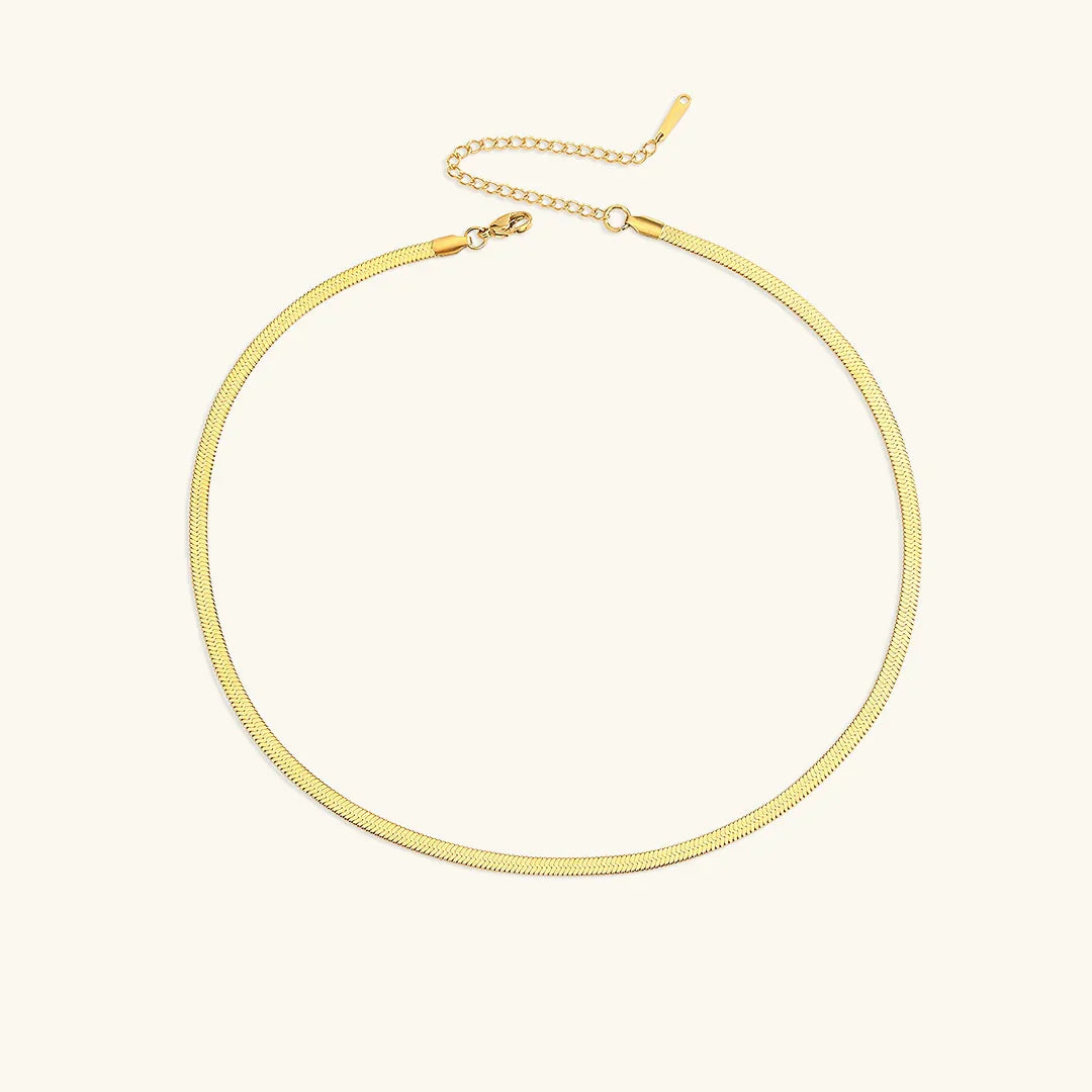 Gold-Plated Herringbone Chain Necklace for Women