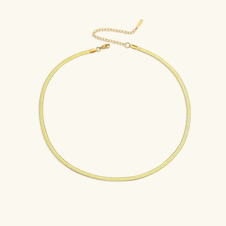 Gold-Plated Herringbone Chain Necklace for Women