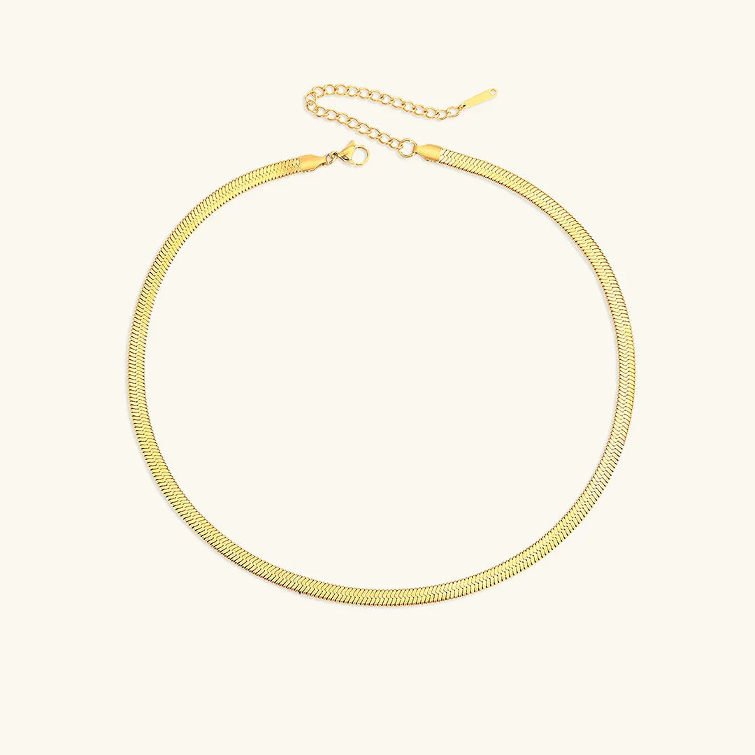 Gold-Plated Herringbone Chain Necklace for Women