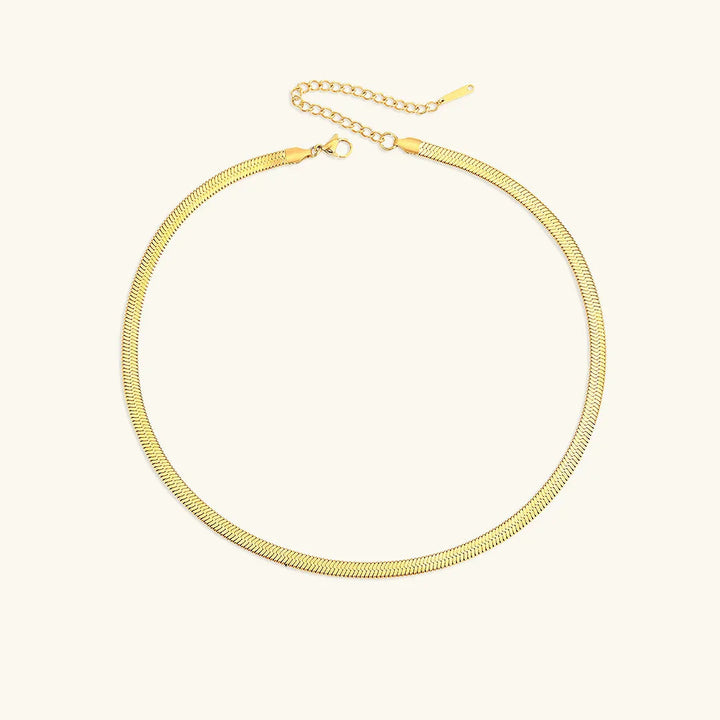 Gold-Plated Herringbone Chain Necklace for Women