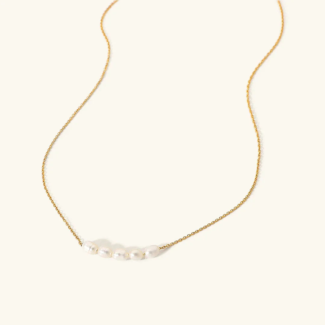 Gold-Plated Faux Pearl Bar Necklace for Women