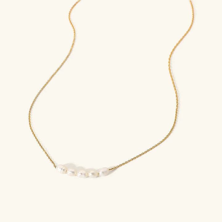 Gold-Plated Faux Pearl Bar Necklace for Women
