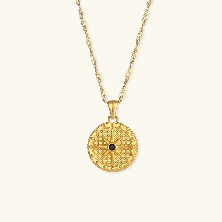 Gold-Plated Compass Pendant Necklace For Women