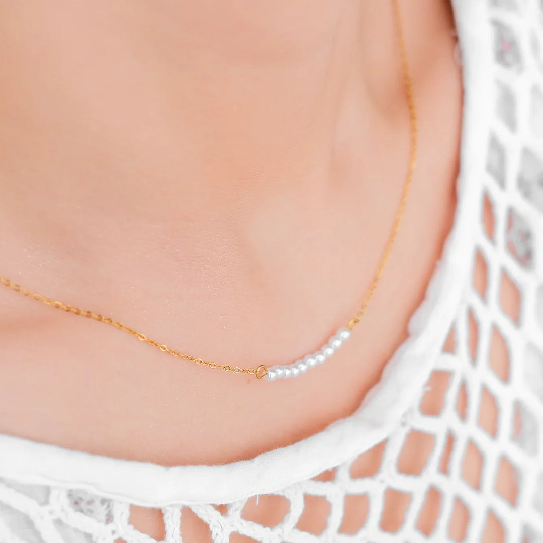 Gold-Plated Faux Pearl Chain Necklace for Women