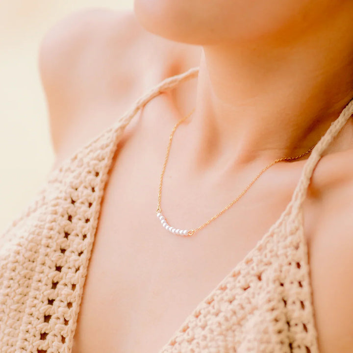 Gold-Plated Faux Pearl Chain Necklace for Women