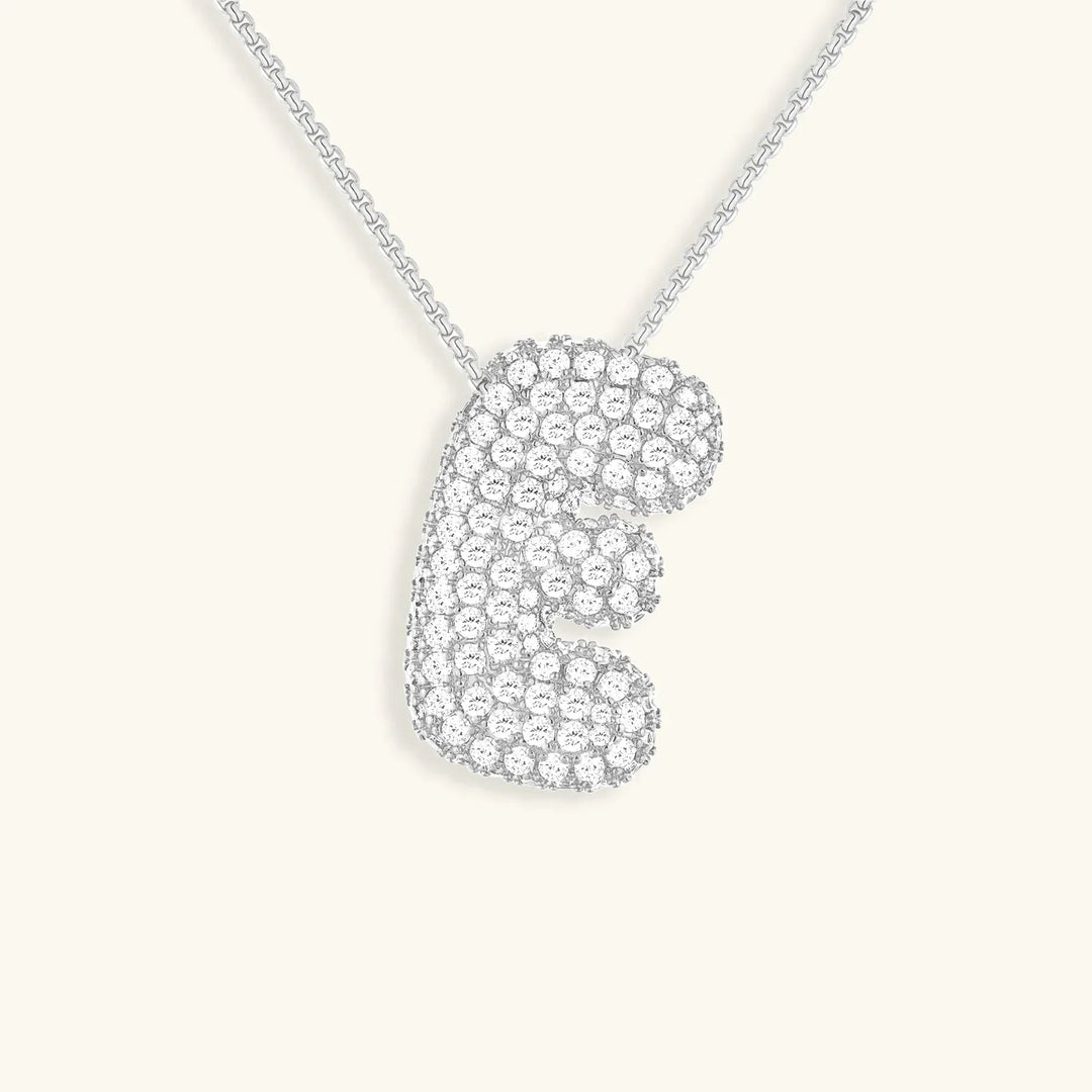 Gold-Plated Bubble Initial Diamond Necklace