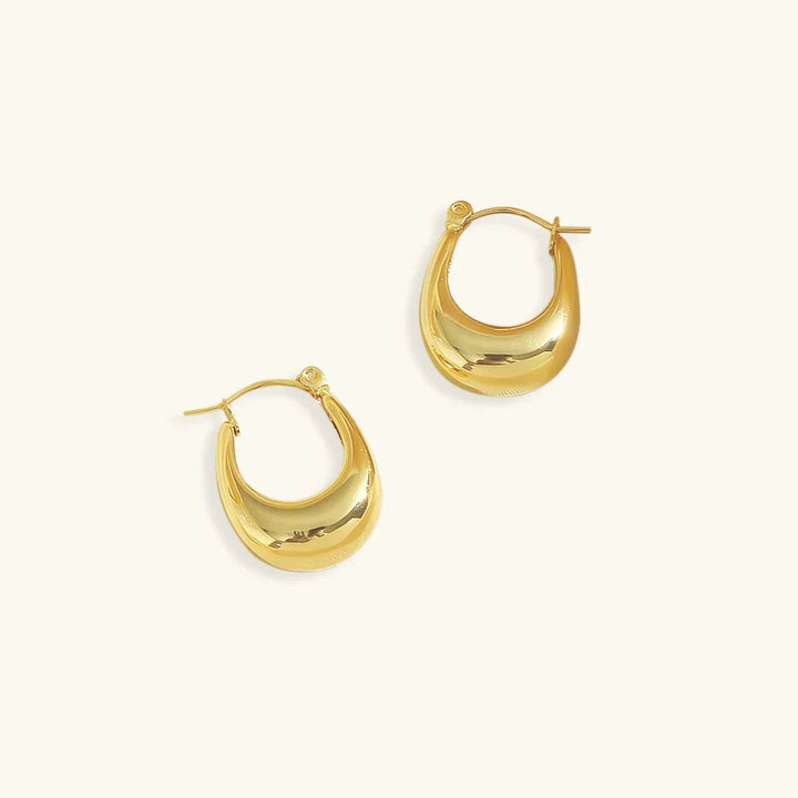 Gold-Plated Smooth Hoop Earrings for Women