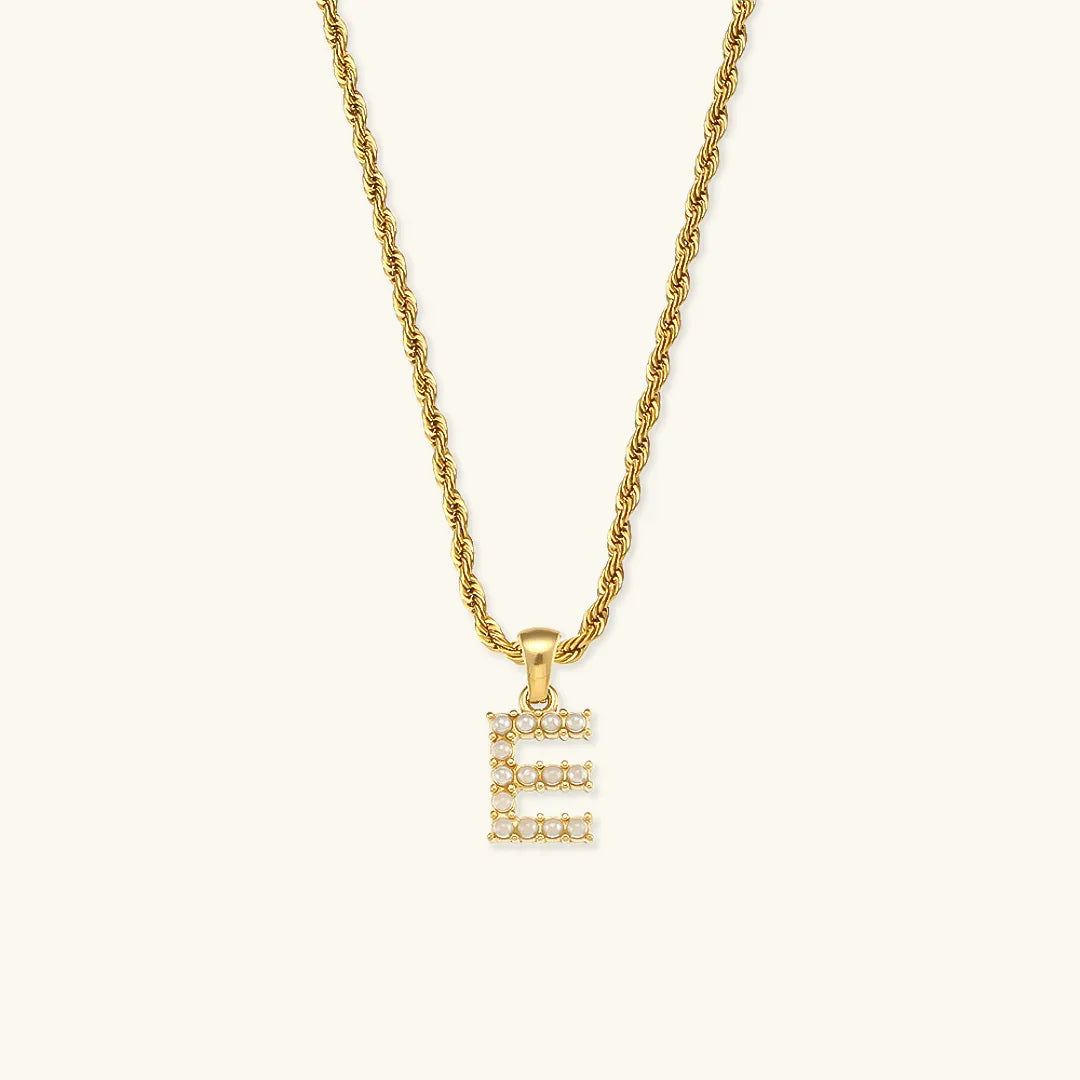 Gold-Plated Initial Letter Necklace with Freshwater Pearls