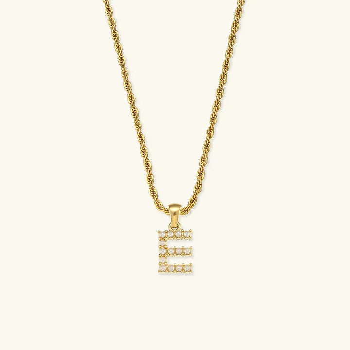 Gold-Plated Initial Letter Necklace with Freshwater Pearls