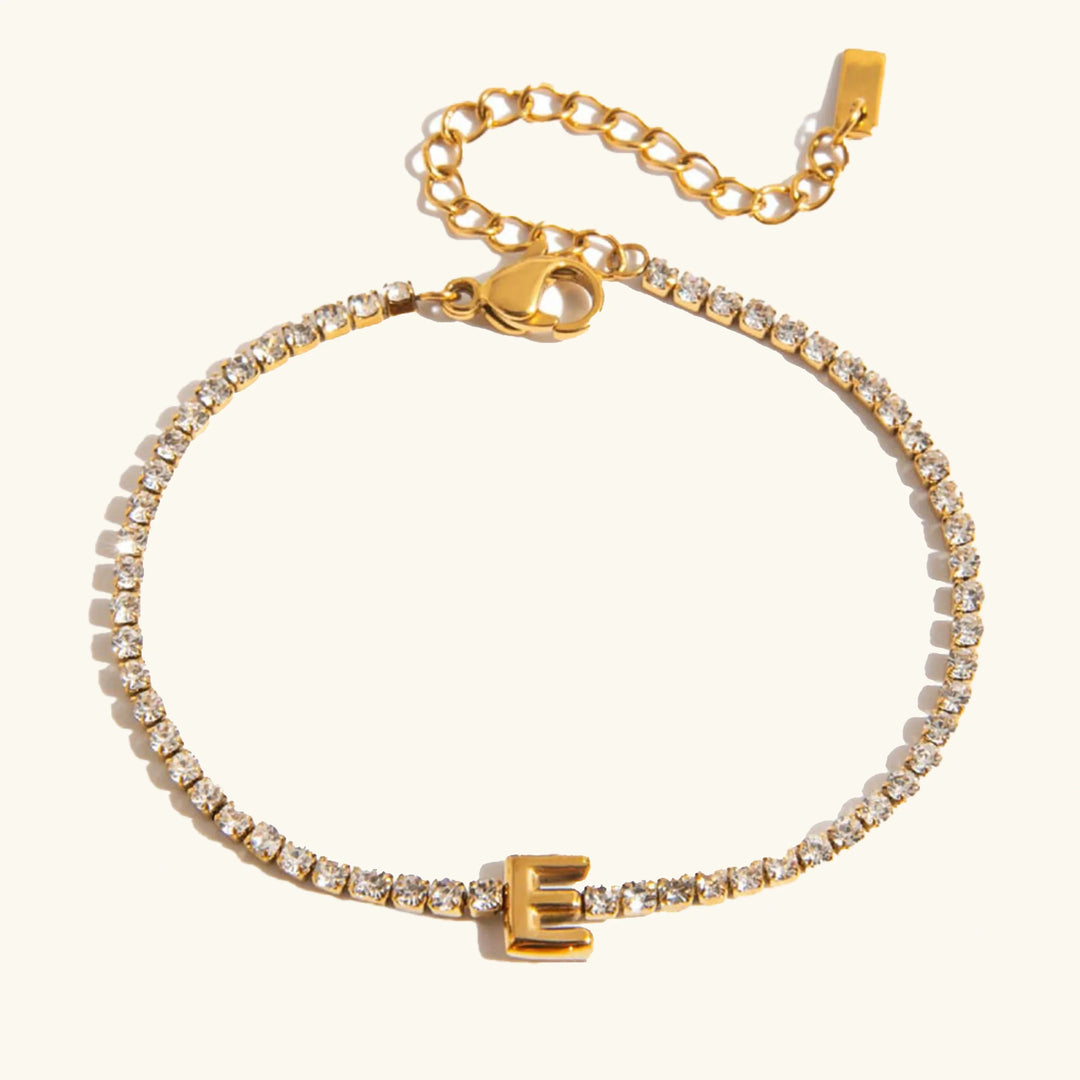 Gold-Plated Cubic Zirconia Initial Tennis Bracelet for Women