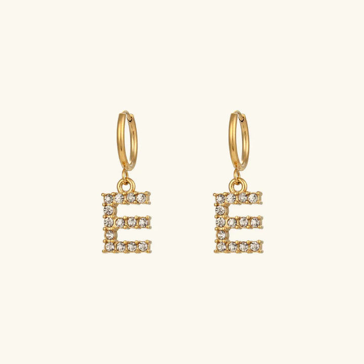 Gold-Plated Initial Letter Earrings with Diamond Simulants
