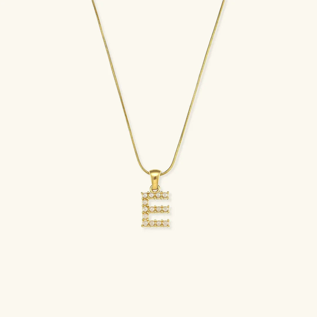 Gold-Plated Initial Letter Necklace with Freshwater Pearls