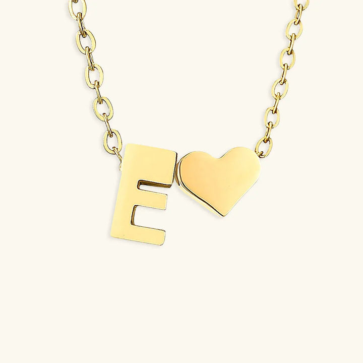 Gold-Plated Initial Heart Pendant Necklace