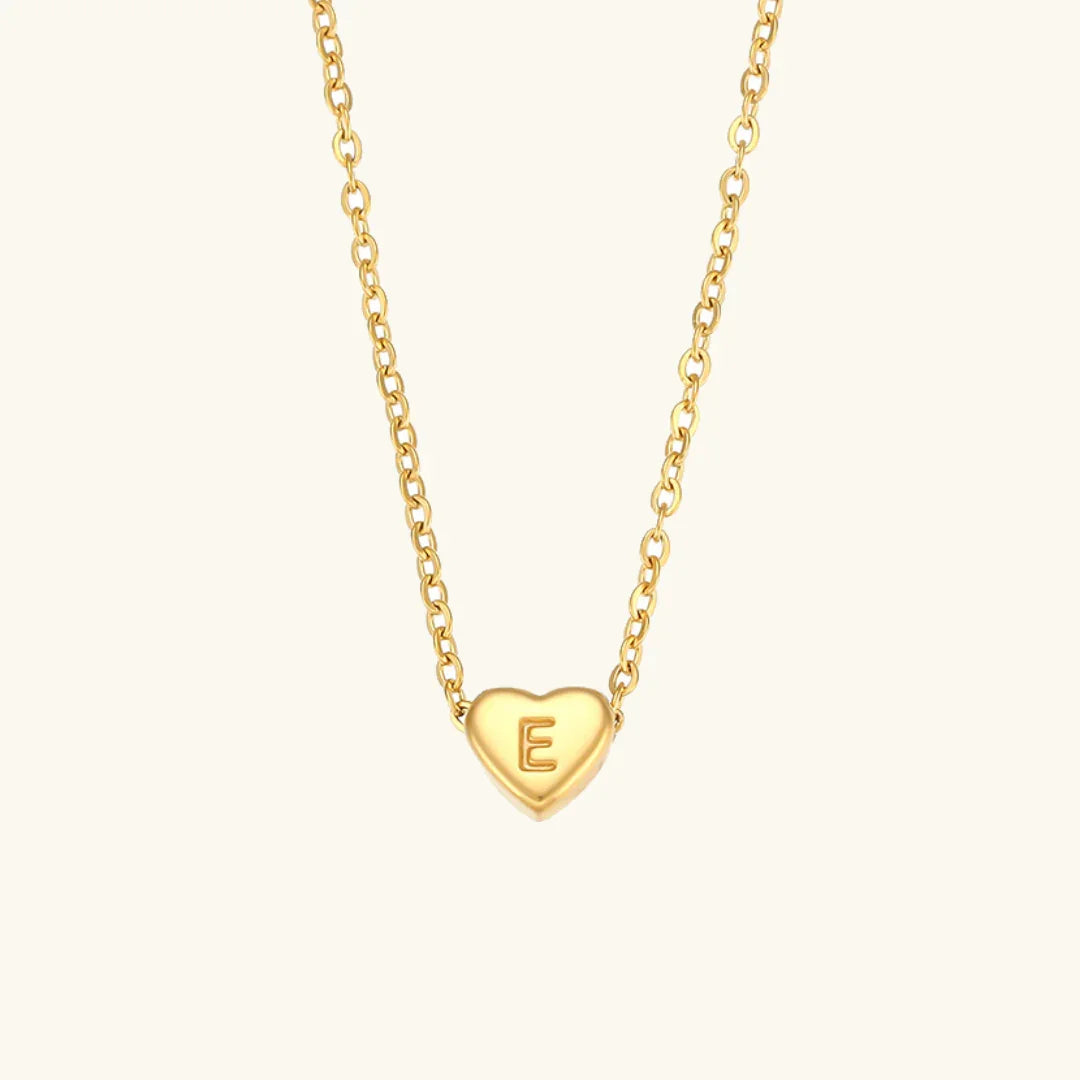 Gold-Plated Heart Initial Necklace