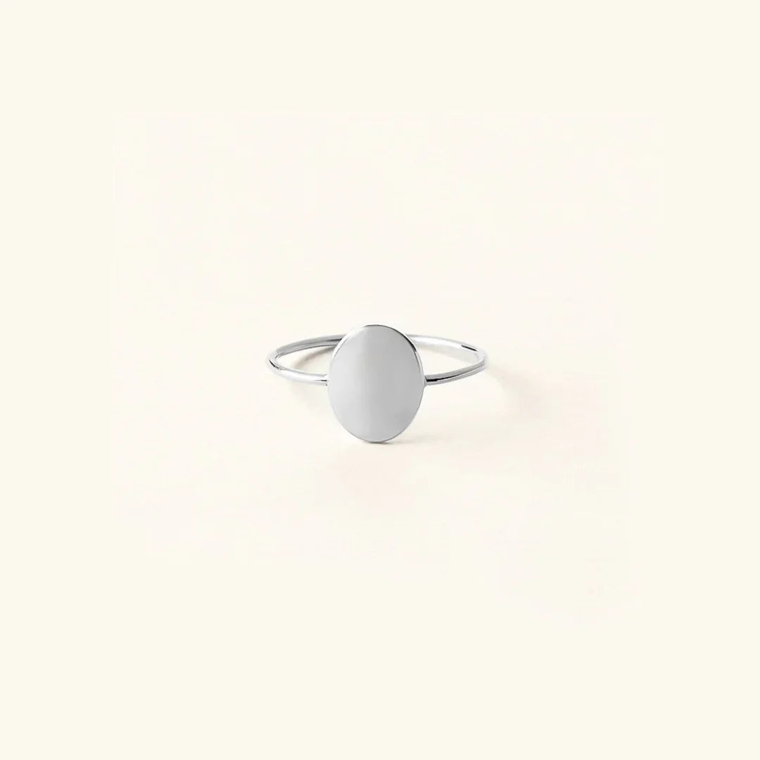 Gold-Plated Flat Oval Ring for Women