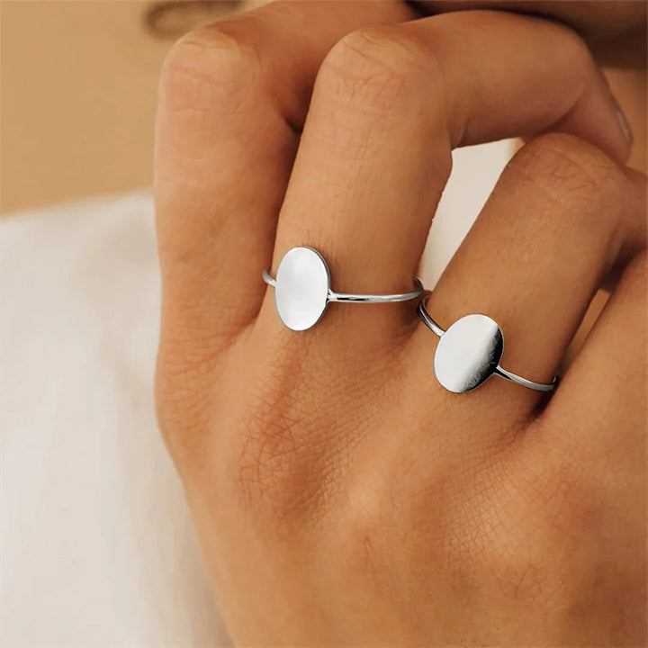 Gold-Plated Flat Oval Ring for Women