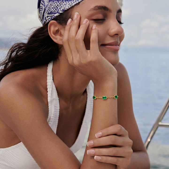 Gold-Plated Bracelet with AAAAA Diamond Simulants