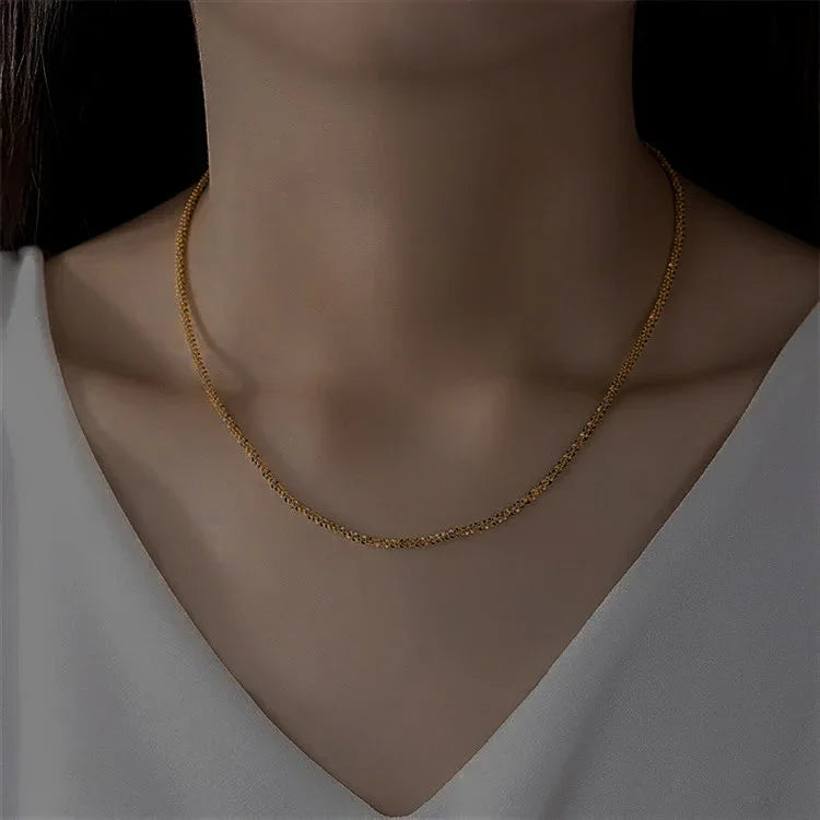 Gold-Tone Textured Chain Necklace for Women