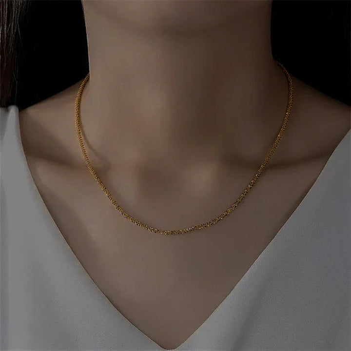 Gold-Tone Textured Chain Necklace for Women