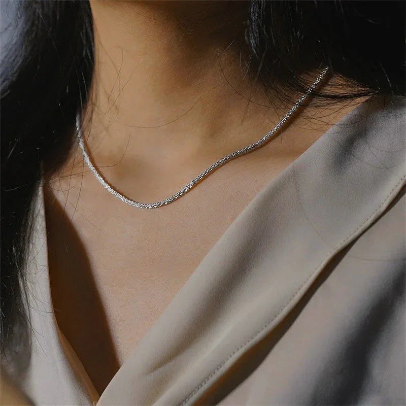 Gold-Tone Textured Chain Necklace for Women