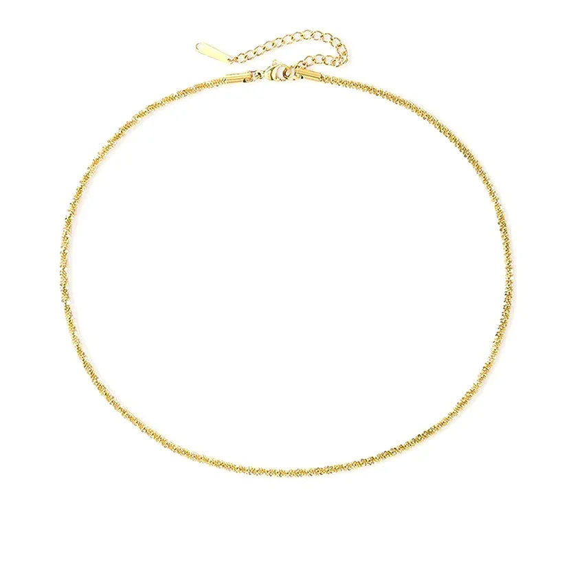Gold-Tone Textured Chain Necklace for Women