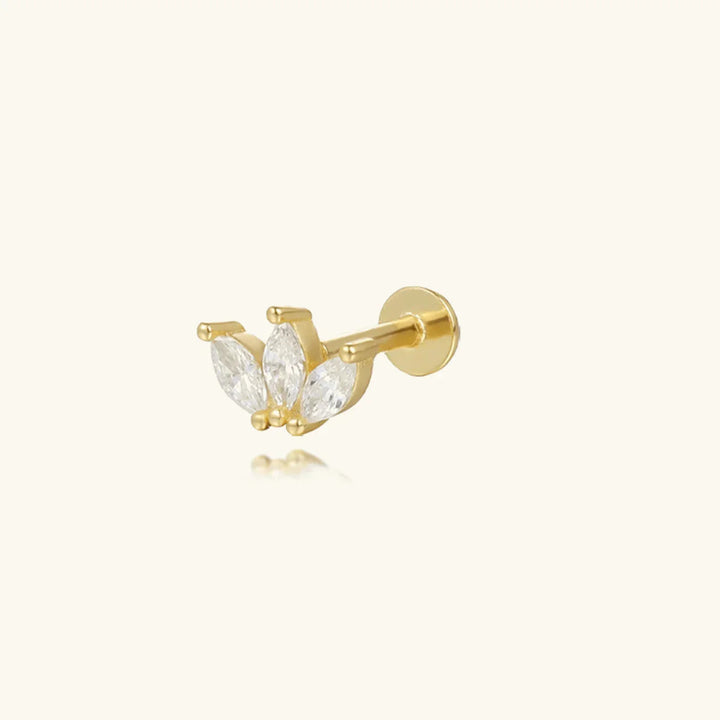Gold-Plated Trio Flat Back Stud Earrings