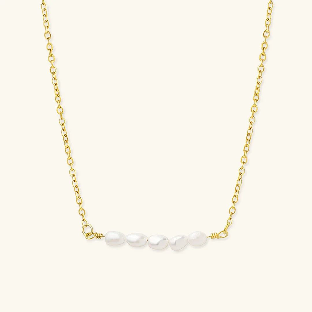 Gold-Plated Faux Pearl Chain Necklace Women